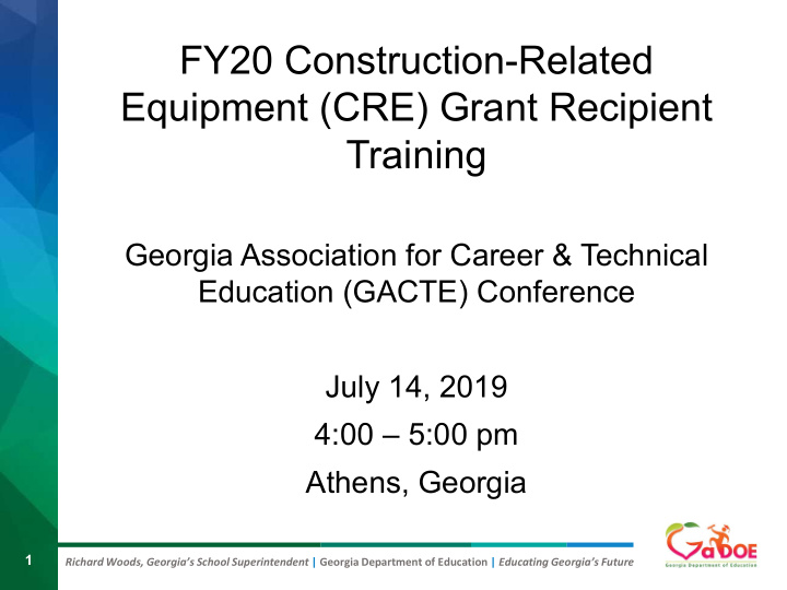 fy20 construction related equipment cre grant recipient