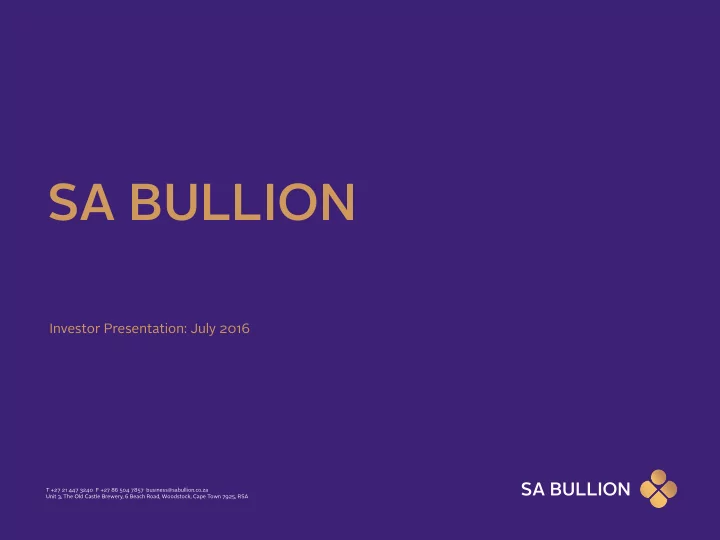 sa bullion