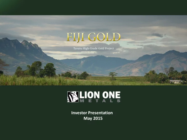 investor presentation may 2015 forward looking statements