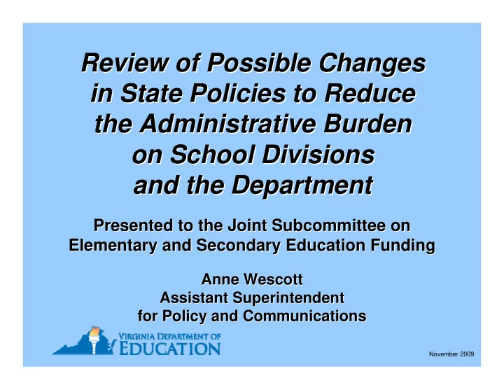 review of possible changes review of possible changes in