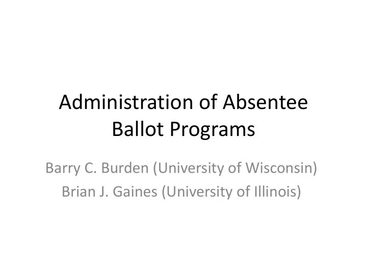 ballot programs
