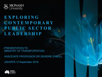 P U B L I C  S E C T O R  L E A D E R S H I P  PRESENTATION TO  MINISTRY OF TRANSPORTATION