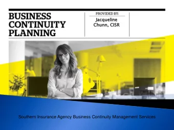 Jacque  ueline  ne  Chunn,  unn, C  CISR  Southern Insurance Agency Business Continuity Management