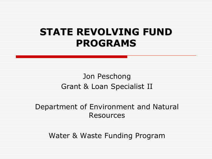 state revolving fund programs