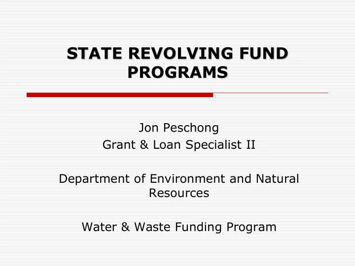 state revolving fund programs
