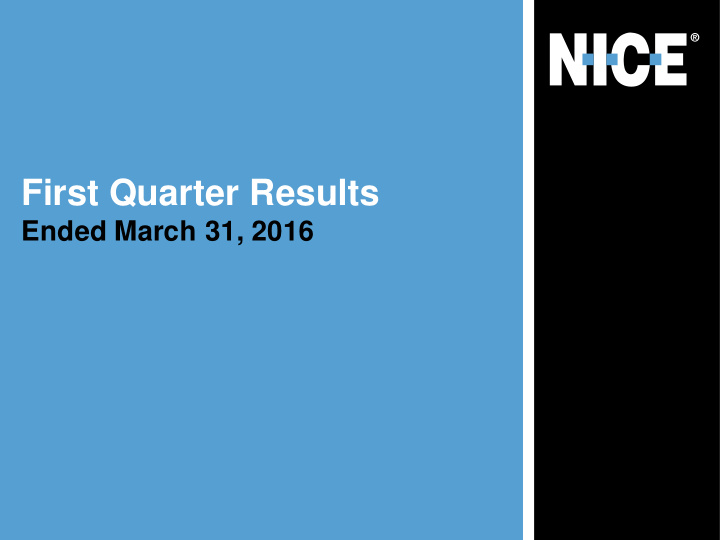 first quarter results