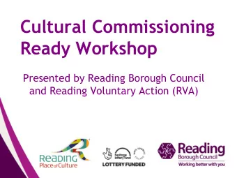 Ready Workshop  Presented by Reading Borough Council  and Reading Voluntary Action (RVA)  Great