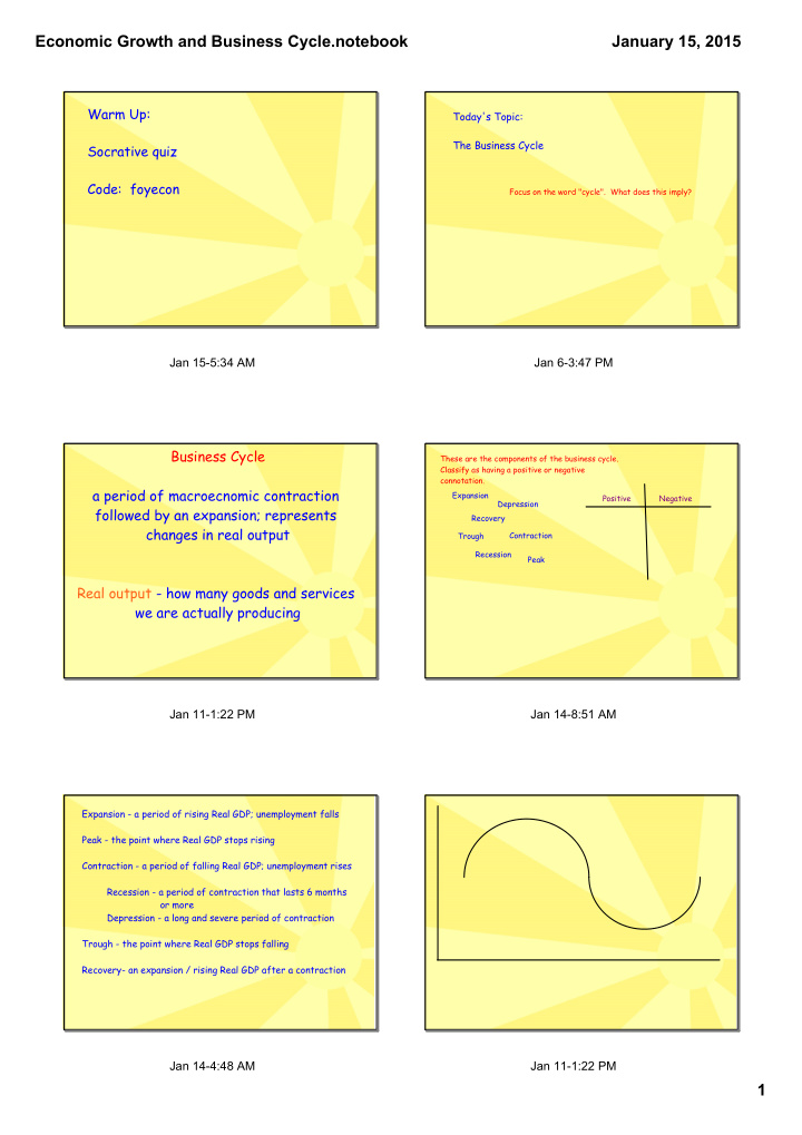 economic growth and business cycle notebook january 15