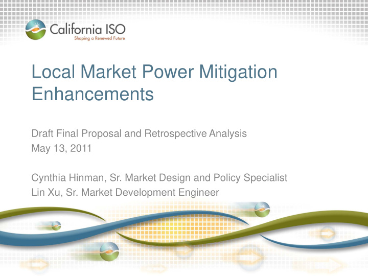 local market power mitigation enhancements