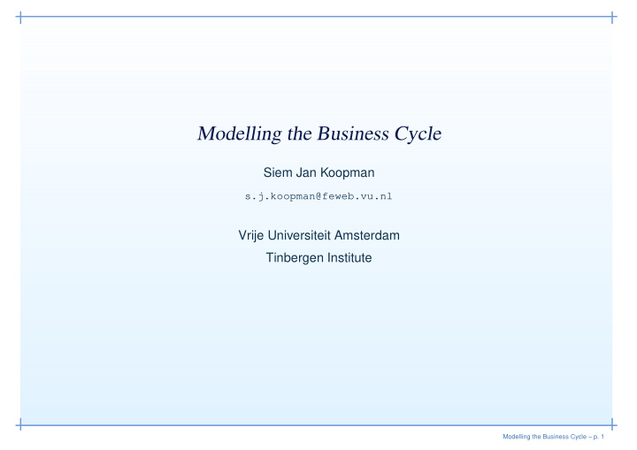 modelling the business cycle