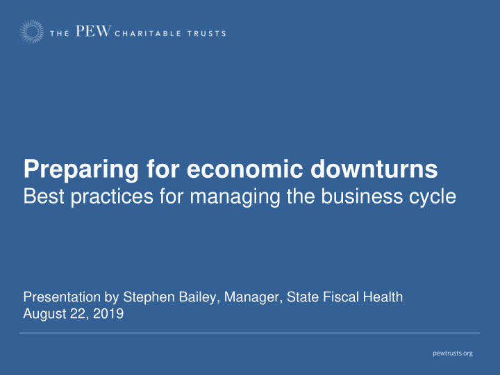preparing for economic downturns