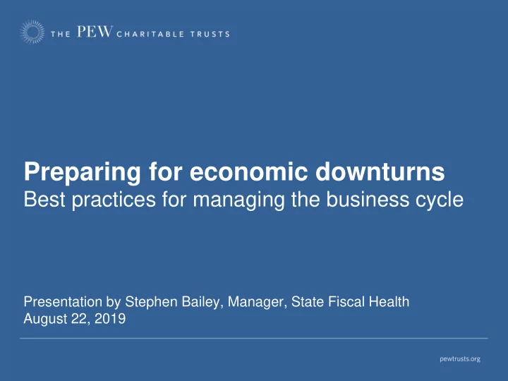preparing for economic downturns
