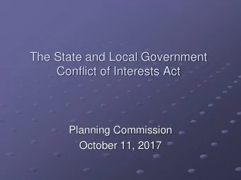 The State and Local Government  Conflict of Interests Act  Planning Commission  October 11, 2017