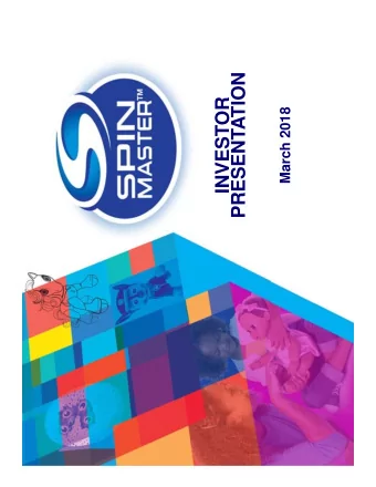 PRESENTATION  INVESTOR  March 2018  DISCLAIMER  FORWARD-LOOKING INFORMATION  Certain statements,