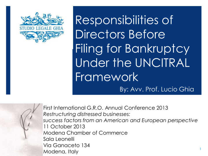 directors before filing for bankruptcy under the uncitral