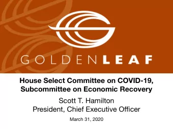 House Select Committee on COVID-19,  Subcommittee on Economic Recovery  Scott T. Hamilton