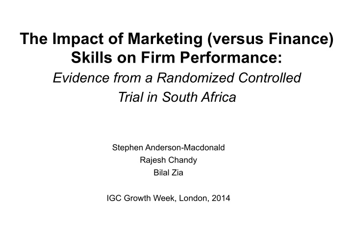 the impact of marketing versus finance skills on firm