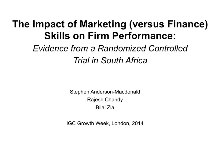 the impact of marketing versus finance skills on firm
