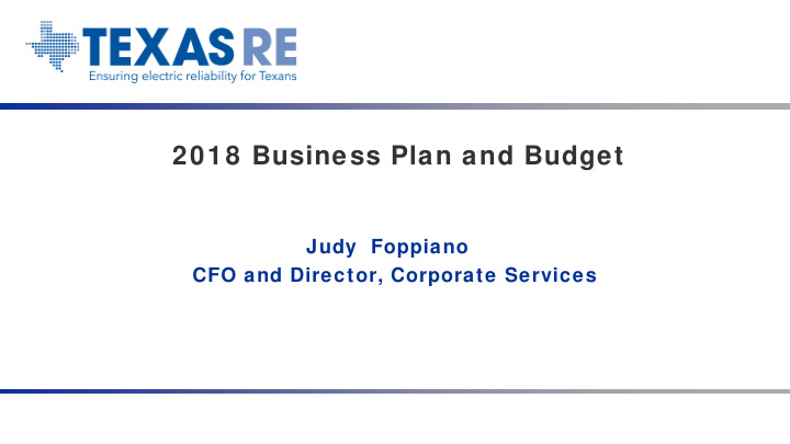 2018 business plan and budget