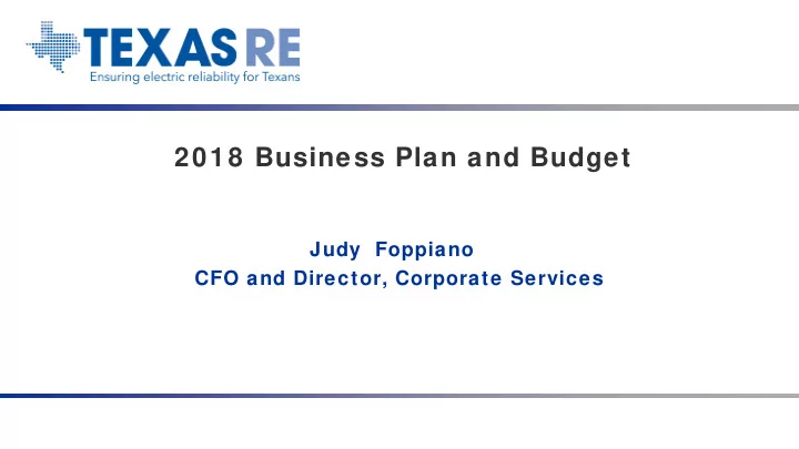 2018 business plan and budget