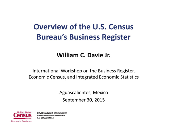 overview of the u s census bureau s business register