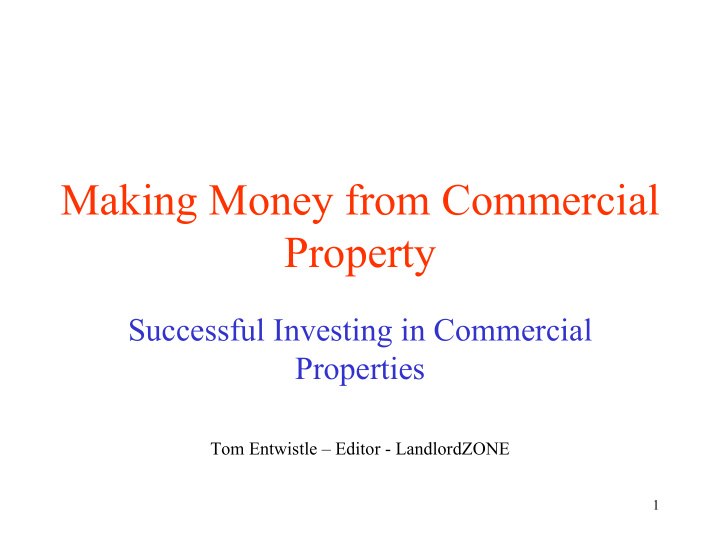 making money from commercial property