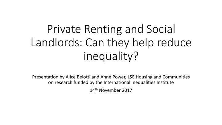 private renting and social