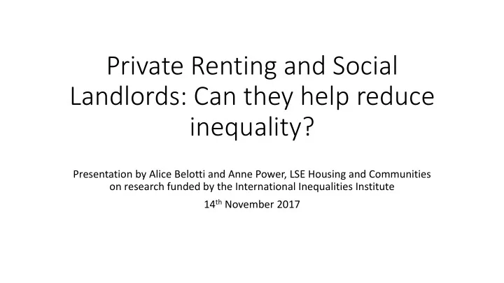private renting and social