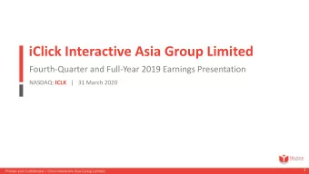 iClick Interactive Asia Group Limited  Fourth-Quarter and Full-Year 2019 Earnings Presentation