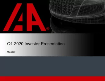 Q1 2020 Investor Presentation  May 2020  Disclaimer  This presentation is for informational