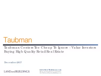 T  a ub ma n Ce nte rs T  o o  Che a p T  o  I  g no re  - Va lue  I  nve sto rs  Buying  Hig h Qua