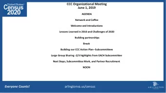 CCC Organizational Meeting  June 1, 2019  AGENDA  Network and Coffee  Welcome and Introductions