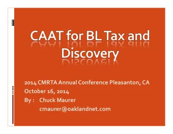 2014  CMRTA  Annual  Conference  Pleasanton,  CA    October  16,  2014