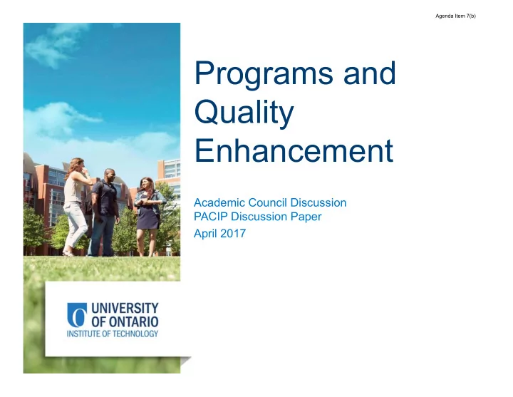 programs and quality enhancement