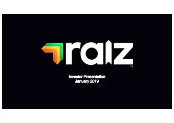 In  Investo  tor P  Presenta  tatio  tion  Januar  January  y 2019  2019  1  In  Investo  tor P