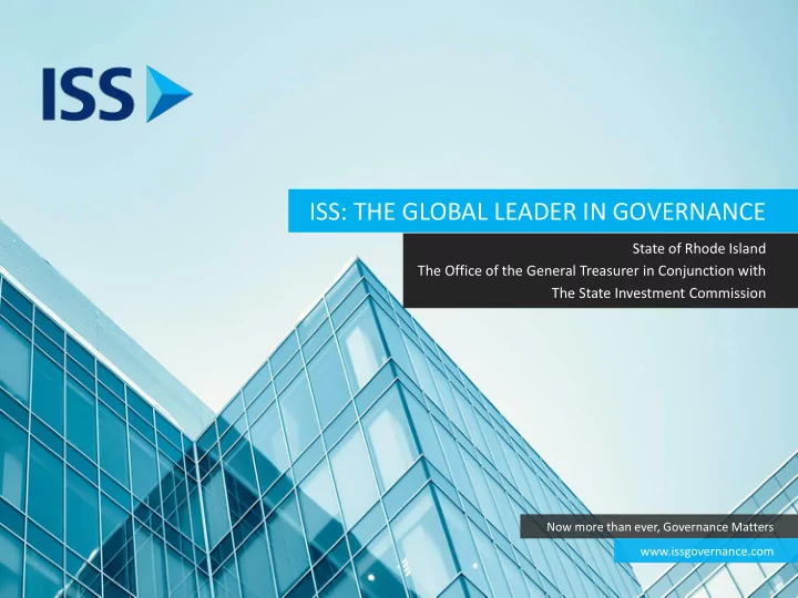 iss the global leader in governance