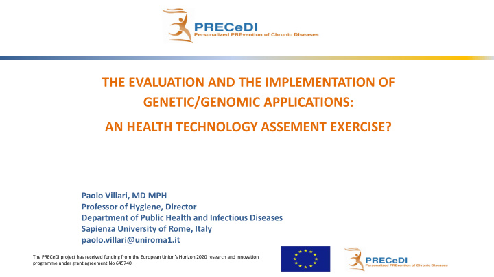 the evaluation and the implementation of genetic genomic