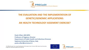 THE EVALUATION AND THE IMPLEMENTATION OF  GENETIC/GENOMIC APPLICATIONS:  AN HEALTH TECHNOLOGY