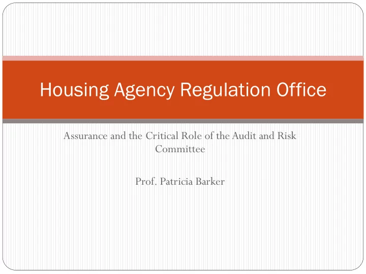 housing agency regulation office