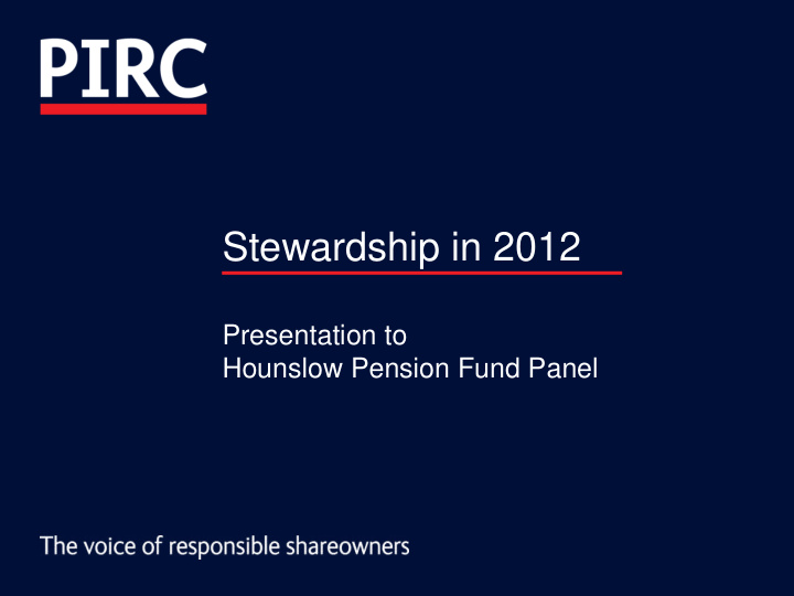 stewardship in 2012