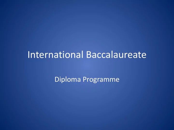 international baccalaureate