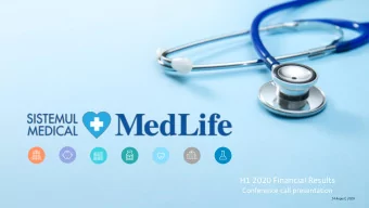 H1 2020 Financial Results  Conference call presentation  14 August, 2020  Legal Disclaimer This