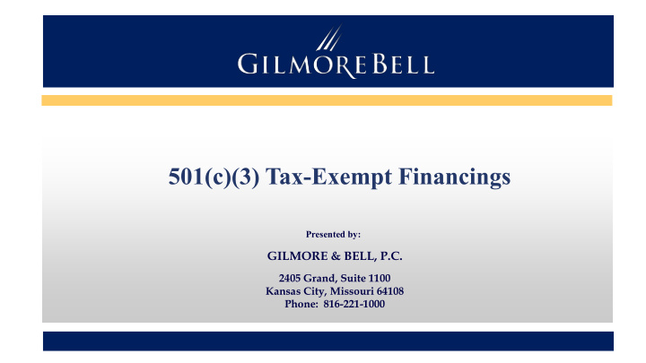 501 c 3 tax exempt financings
