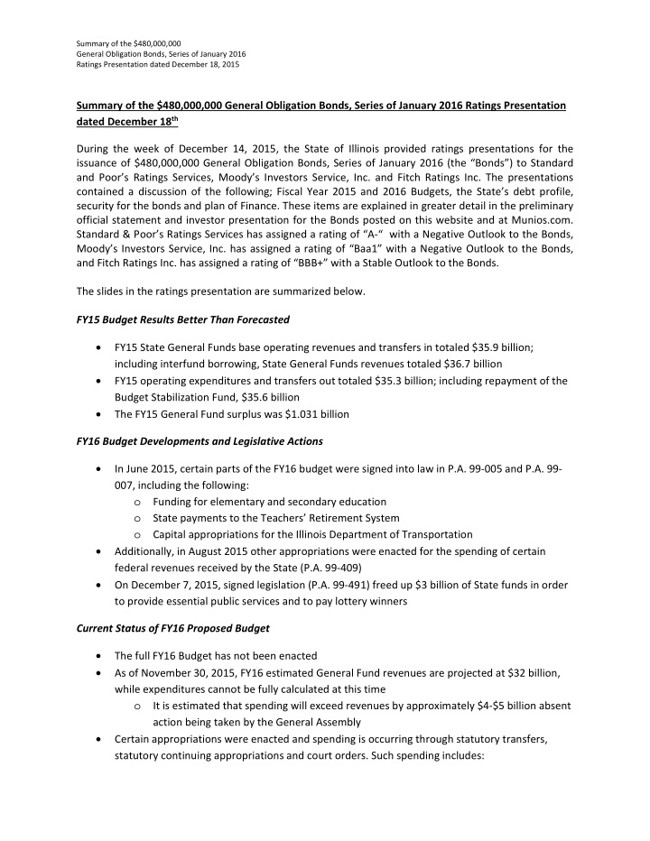 summary of the 480 000 000 general obligation bonds