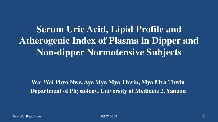 serum uric acid lipid profile and atherogenic index of