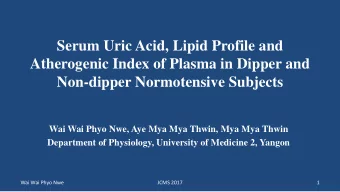 Serum Uric Acid, Lipid Profile and  Atherogenic Index of Plasma in Dipper and  Non-dipper