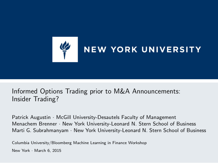 informed options trading prior to m a announcements
