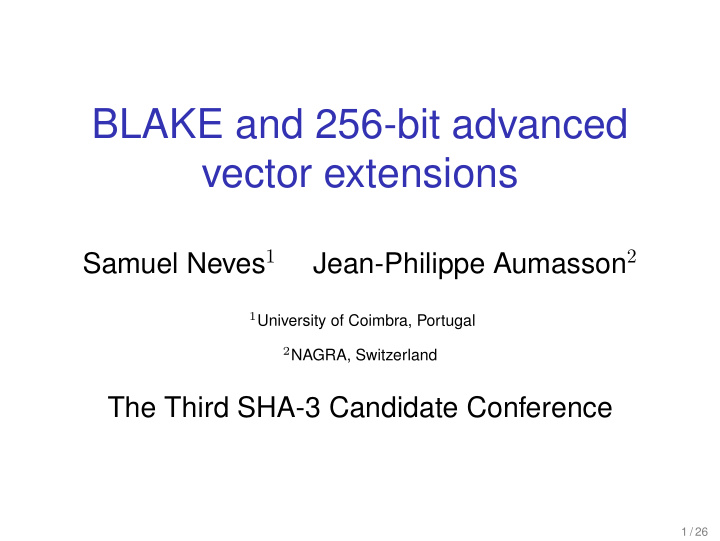 blake and 256 bit advanced vector extensions
