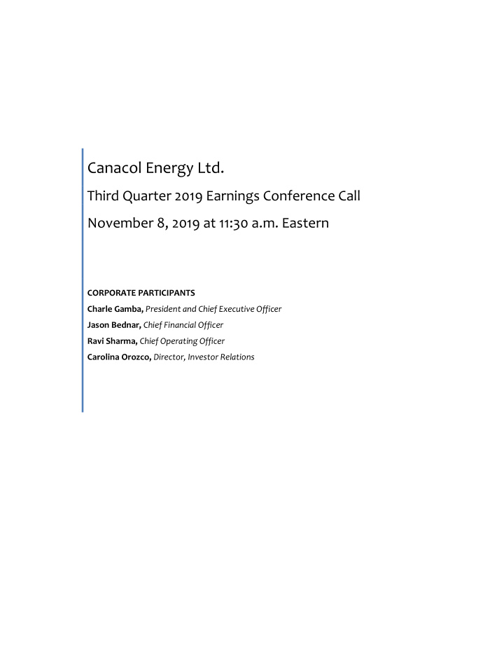 canacol energy ltd