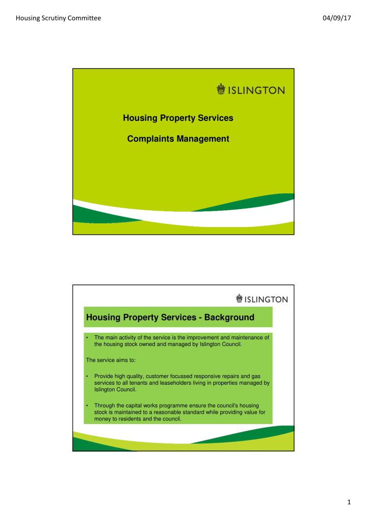 housing property services complaints management housing